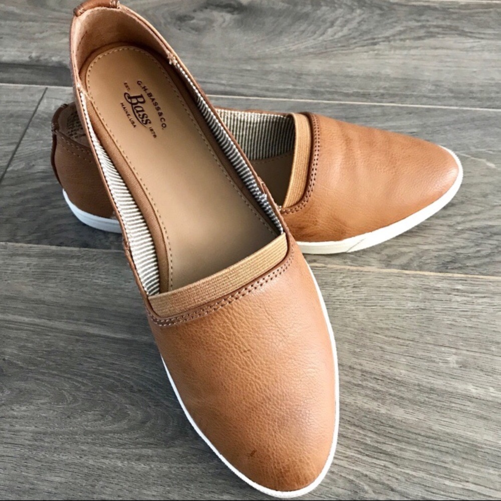 Brown leather bass sneakers